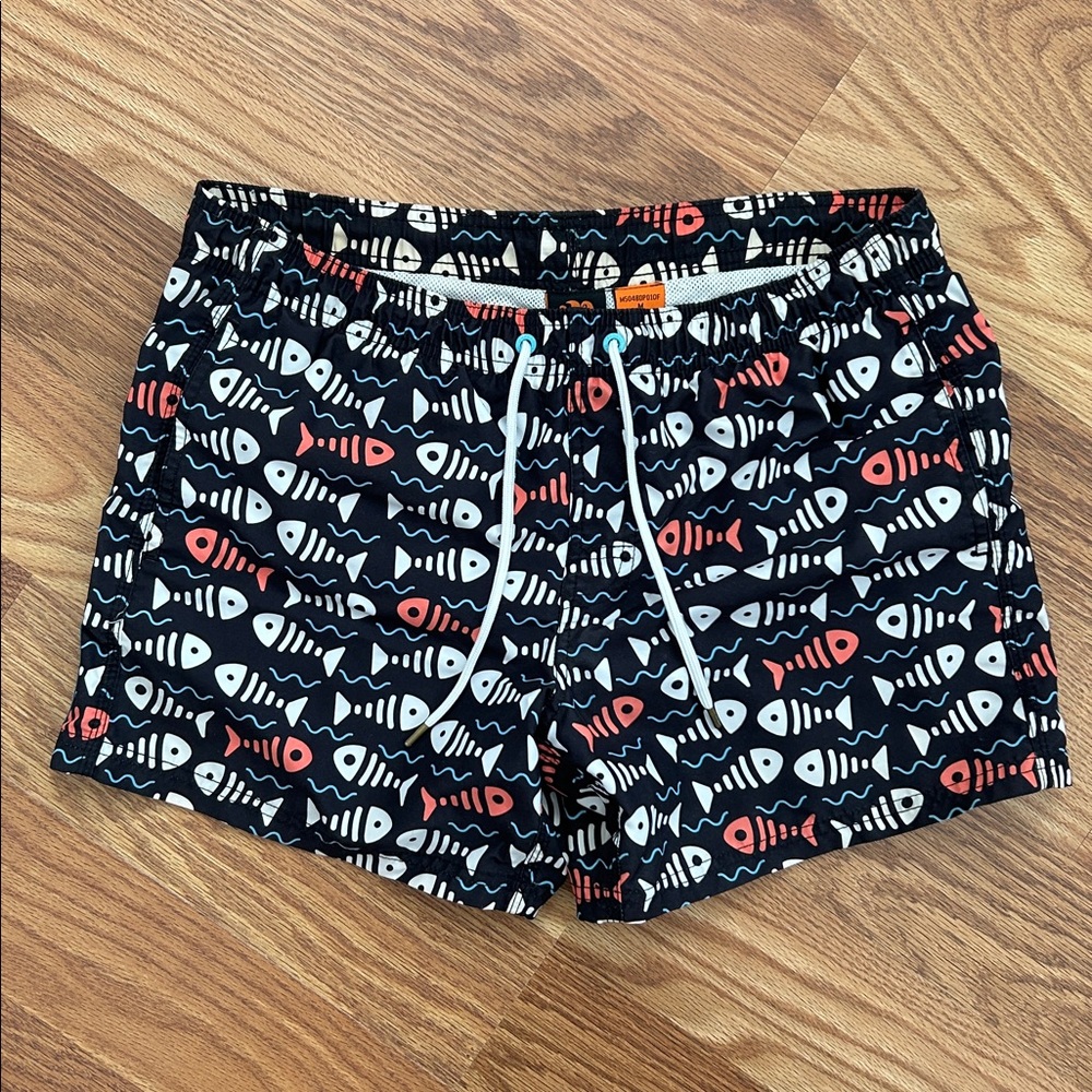 Sundek Black and White Graphic Swim Shorts